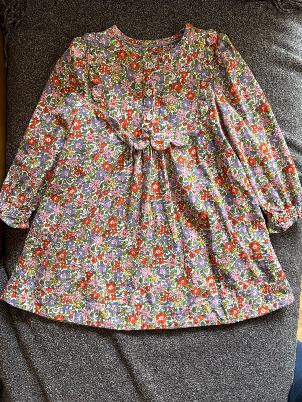 Mini Boden Floral Corduroy Dress